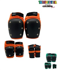 THREE WEATHER スリーウェザー スケートボード パッド COLORFULPROJECT SAFETY 3点セット ムラサキスポーツ(OR-M)