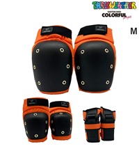 THREE WEATHER スリーウェザー スケートボード パッド COLORFULPROJECT SAFETY 3点セット ムラサキスポーツ(OR-M)