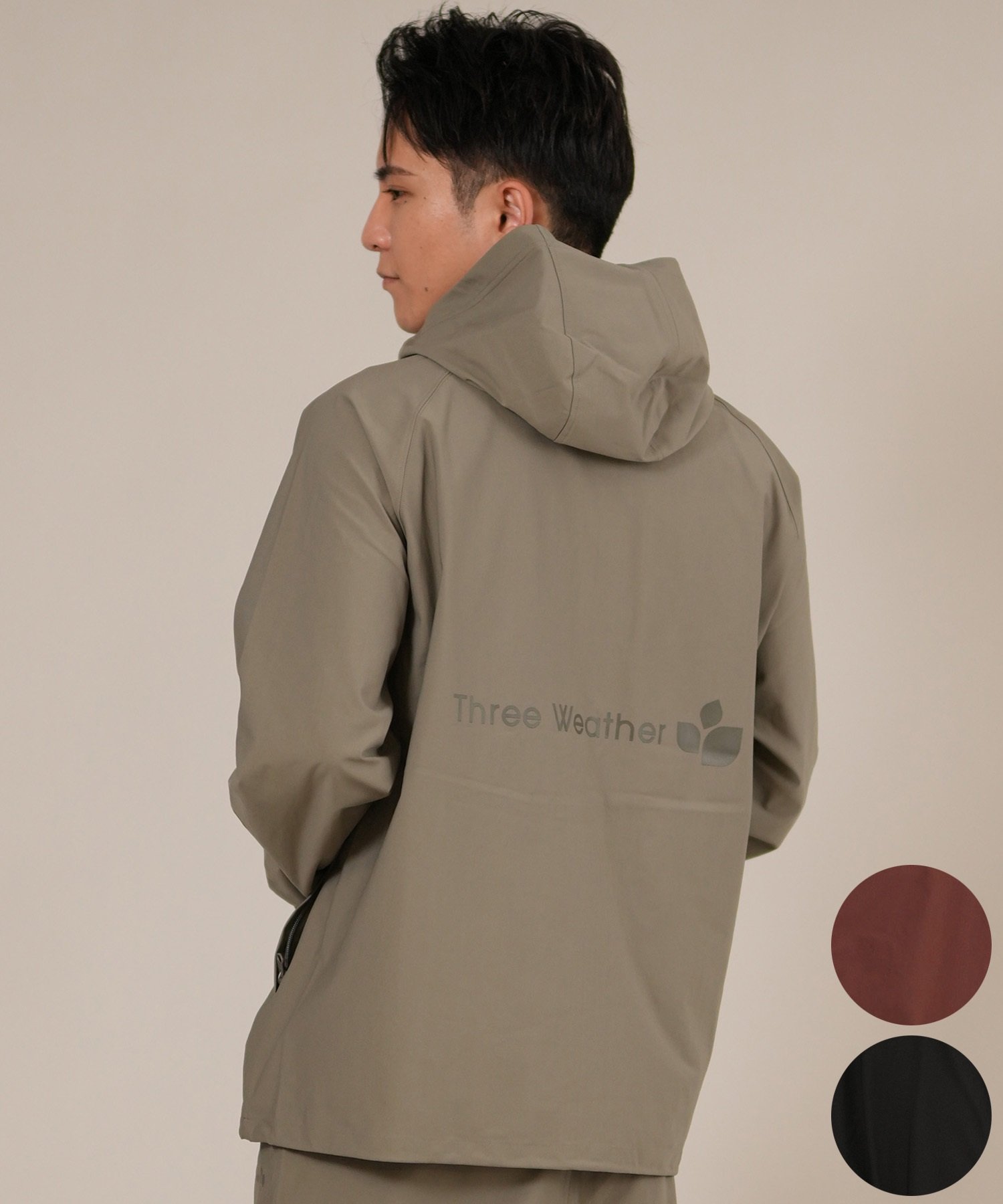 THREE WEATHER スリーウェザー ジャケット ジップアップ パーカー メンズ セットアップ対応 速乾 TW25F-1201 ムラサキスポーツ限定(BLK-M)