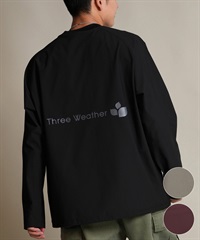 THREE WEATHER スリーウェザー 長袖 Tシャツ ロンT メンズ ロゴ バックプリント 裾ドローコード TW SURF LSTEE TW25F-2201(BLK-M)