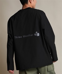 THREE WEATHER スリーウェザー 長袖 Tシャツ ロンT メンズ ロゴ バックプリント 裾ドローコード TW SURF LSTEE TW25F-2201(BLK-M)