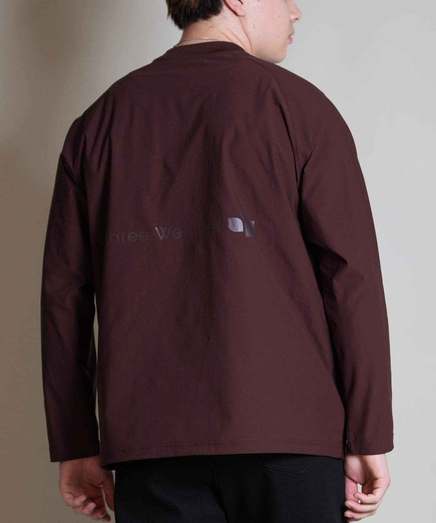 THREE WEATHER スリーウェザー 長袖 Tシャツ ロンT メンズ ロゴ バックプリント 裾ドローコード TW SURF LSTEE TW25F-2201(BRN-M)