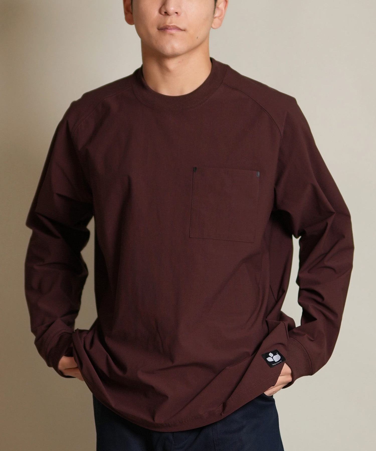 THREE WEATHER スリーウェザー 長袖 Tシャツ ロンT メンズ 胸ポケット ポケT 裾ドローコード TW SURF POCKET LSTEE TW25F-2202(BRN-M)