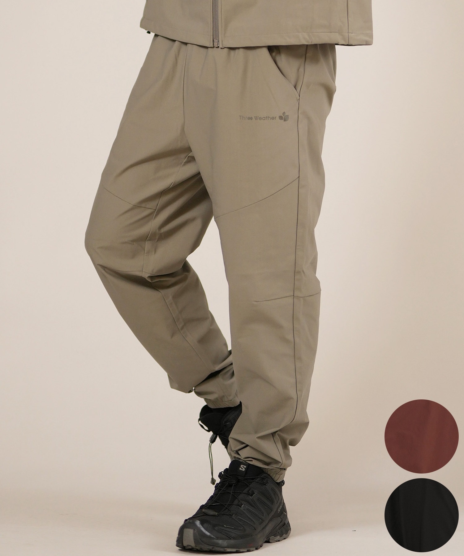 THREE WEATHER スリーウェザー ロングパンツ メンズ セットアップ対応 速乾 UVカット TW25F-3101 ムラサキスポーツ限定(BLK-M)