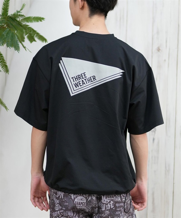 THREE WEATHER スリーウェザー ラッシュガード 半袖 メンズ Tシャツ バックプリント 水陸両用 ユーティリティ TW25S4302 ムラサキスポーツ限定