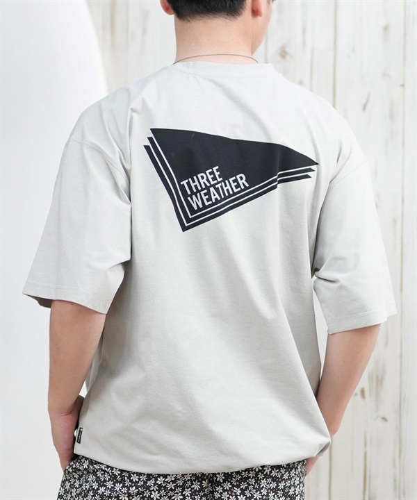 THREE WEATHER スリーウェザー ラッシュガード 半袖 メンズ Tシャツ バックプリント 水陸両用 ユーティリティ TW25S4302 ムラサキスポーツ限定