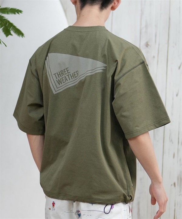 THREE WEATHER スリーウェザー ラッシュガード 半袖 メンズ Tシャツ バックプリント 水陸両用 ユーティリティ TW25S4302 ムラサキスポーツ限定