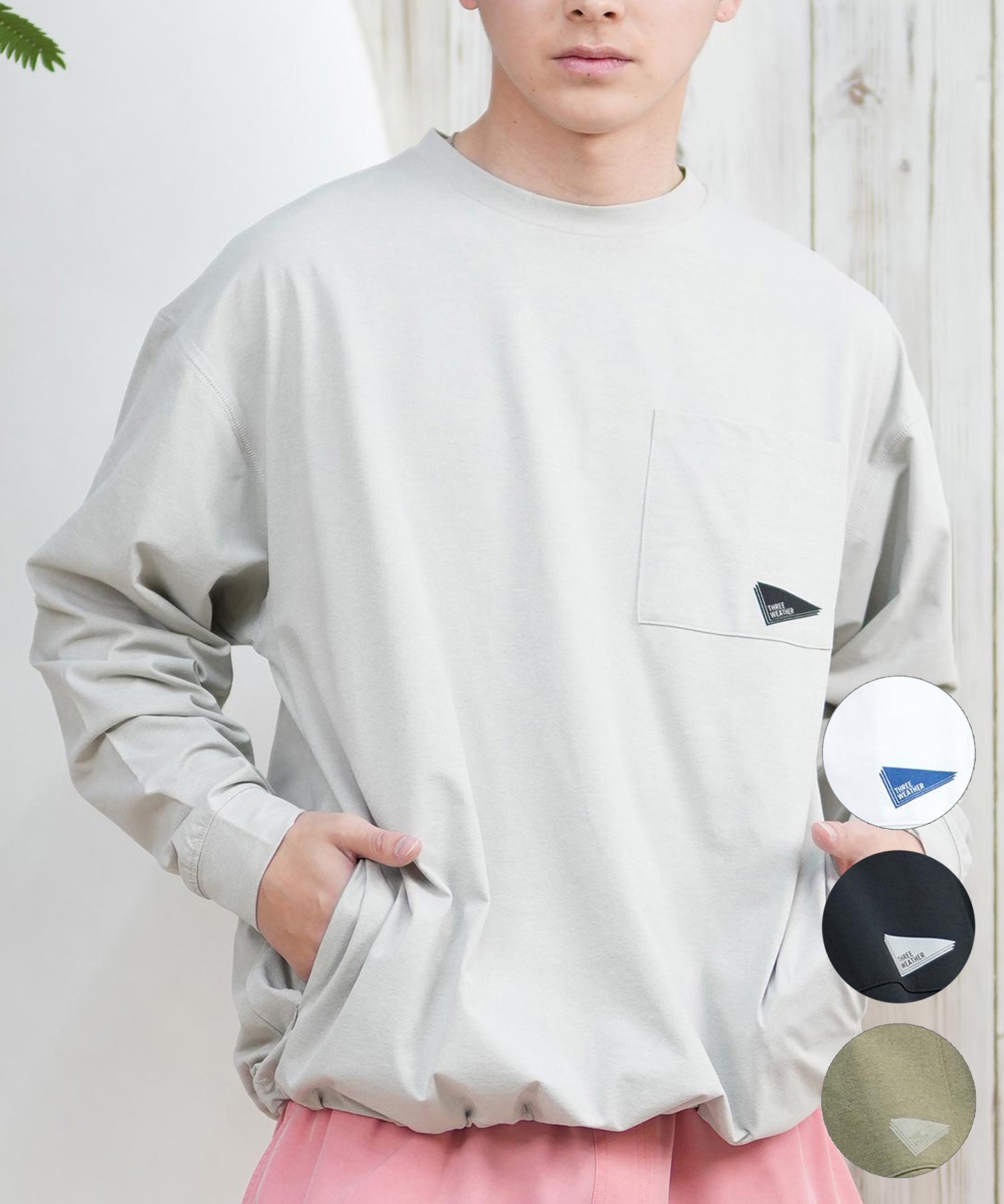 THREE WEATHER スリーウェザー ラッシュガード 長袖 メンズ ポケットT