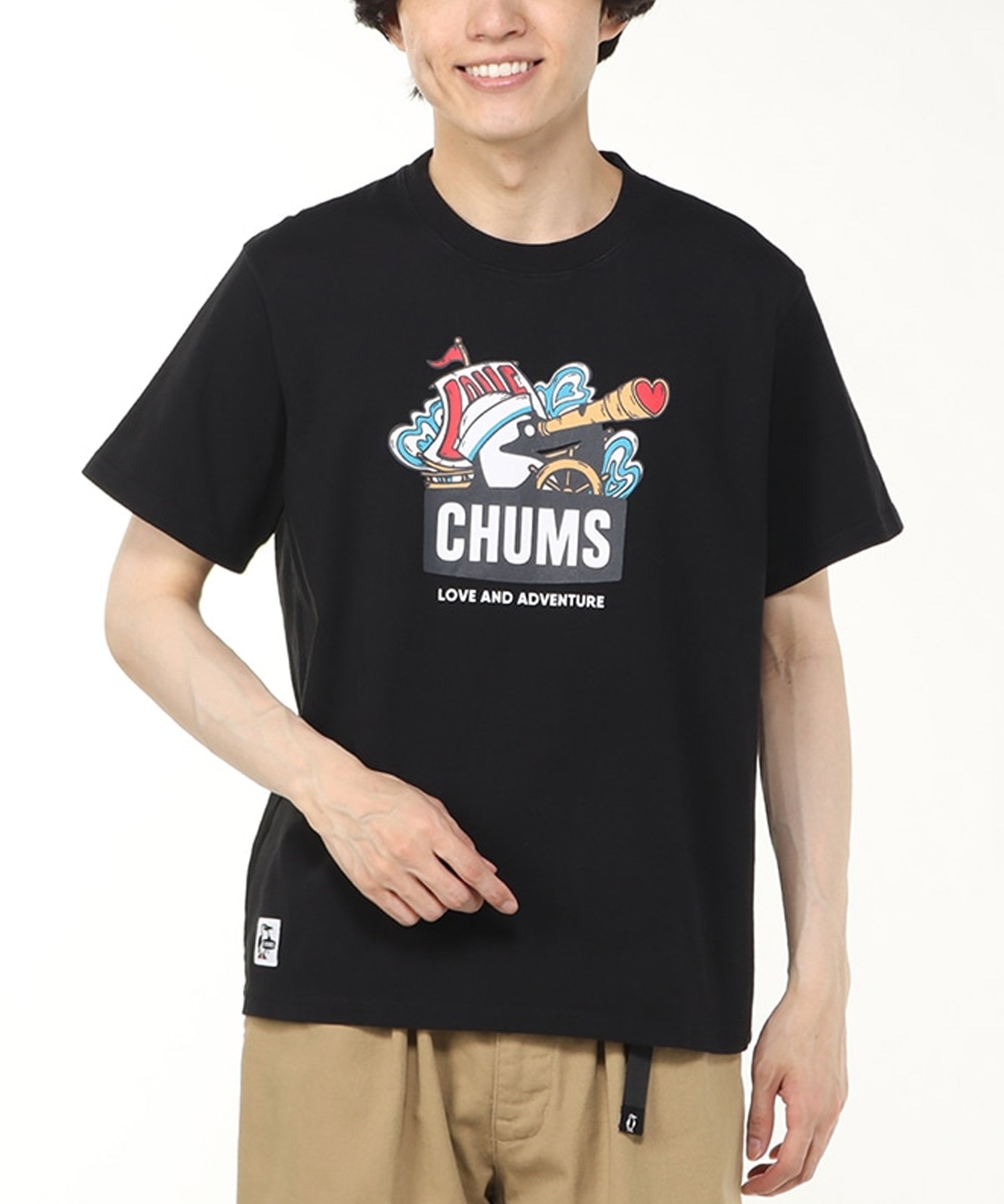 みちゃ CHUMS チャムス 半袖 Tシャツ メンズ ブービーバード ロゴ