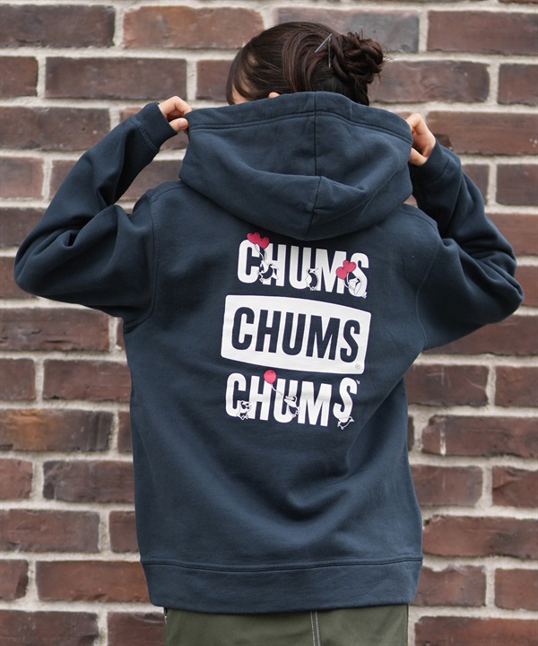 CHUMS チャムス ジップアップ パーカー レディース スウェット フーディー バックプリント 裏起毛 LOVE BALLOON ZIP PARKA CH00-1541