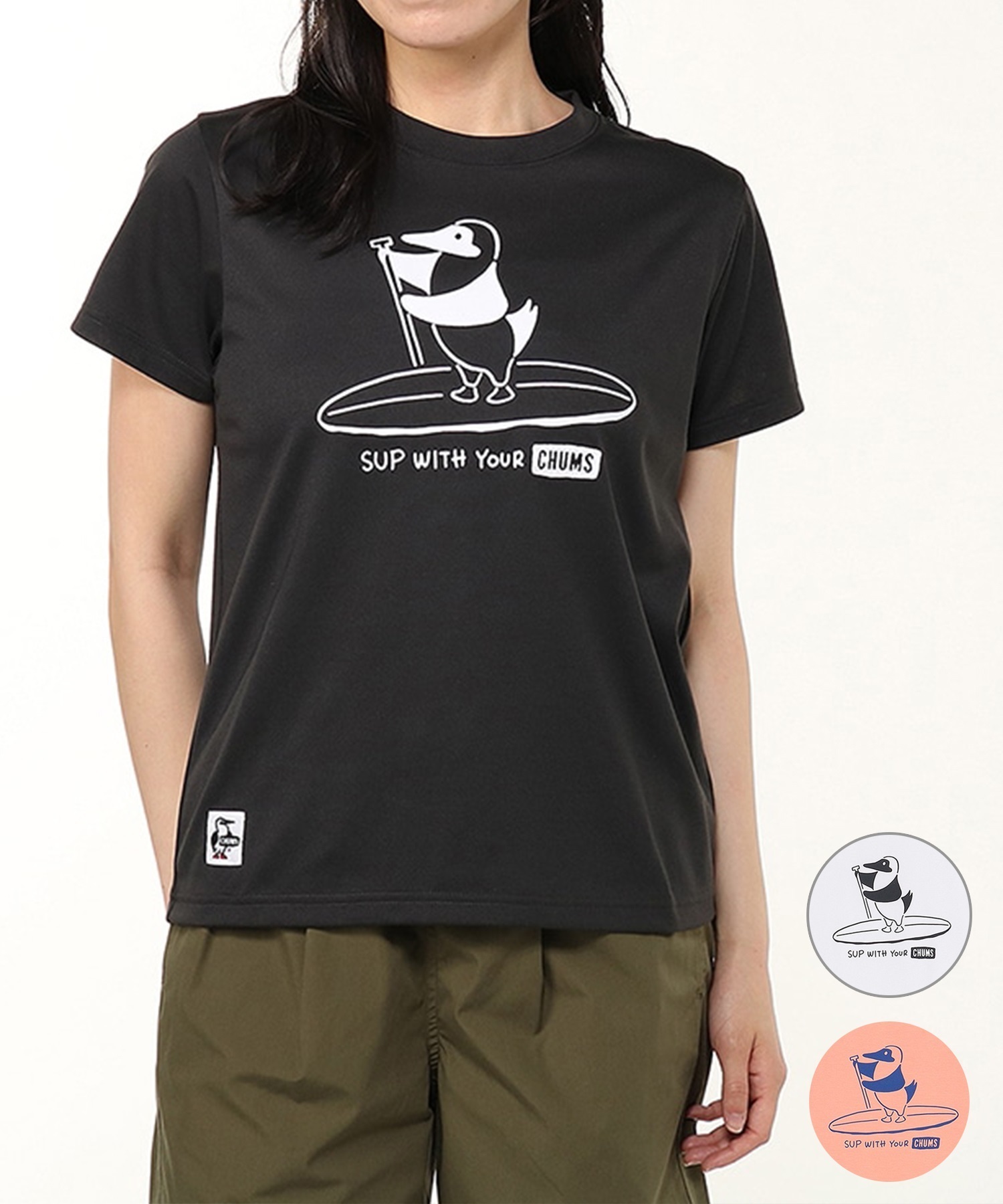 CHUMS チャムス 半袖 Tシャツ レディース サップ ドライTシャツ UVケア 