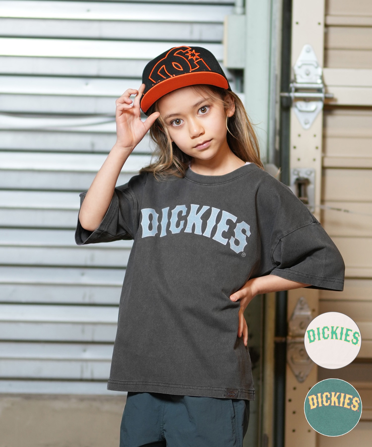 Dickies ディッキーズ 半袖 Tシャツ キッズ ジュニア 子供 アーチロゴ ヴィンテージ風 ピグメント加工 81220300