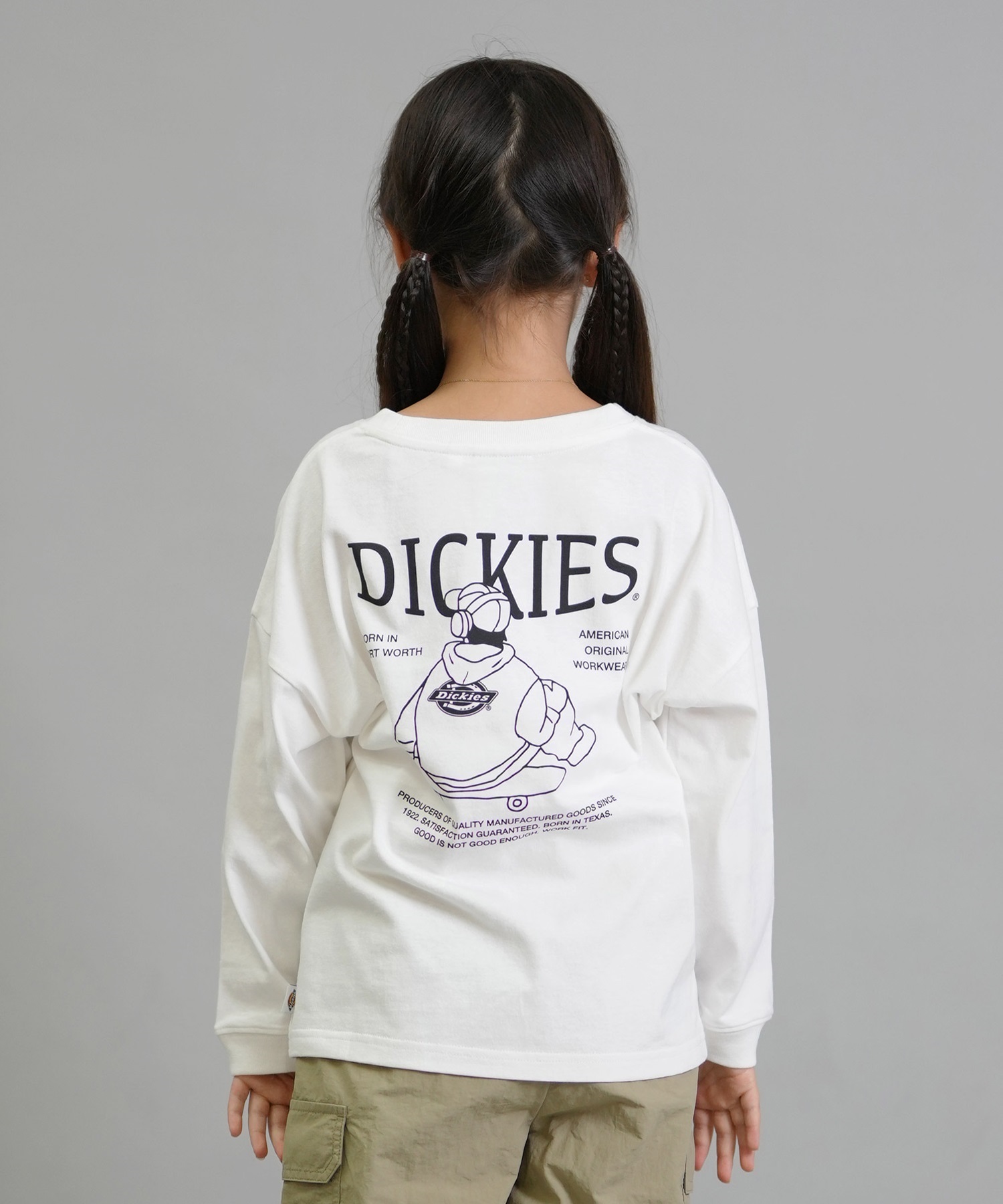 Dickies ディッキーズ 長袖 Tシャツ キッズ DK Pigment dye L T shirt 253K30M201 ムラサキスポーツ限定(WT-130cm)