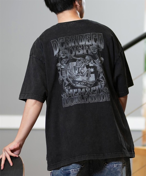 DC ディーシー 半袖 Tシャツ メンズ バックプリント オーバーサイズ ヴィンテージ加工 25 ROCK SKULL SS DST252005