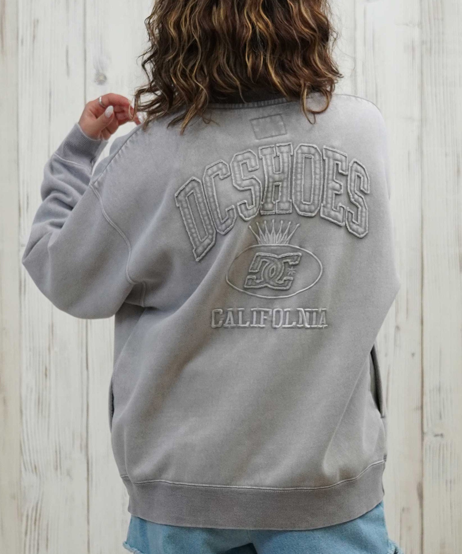 DC ディーシー トレーナー スウェット レディース 古着風 ヴィンテージ加工 裏起毛 セットアップ対応 LPO254309(GRS-M)