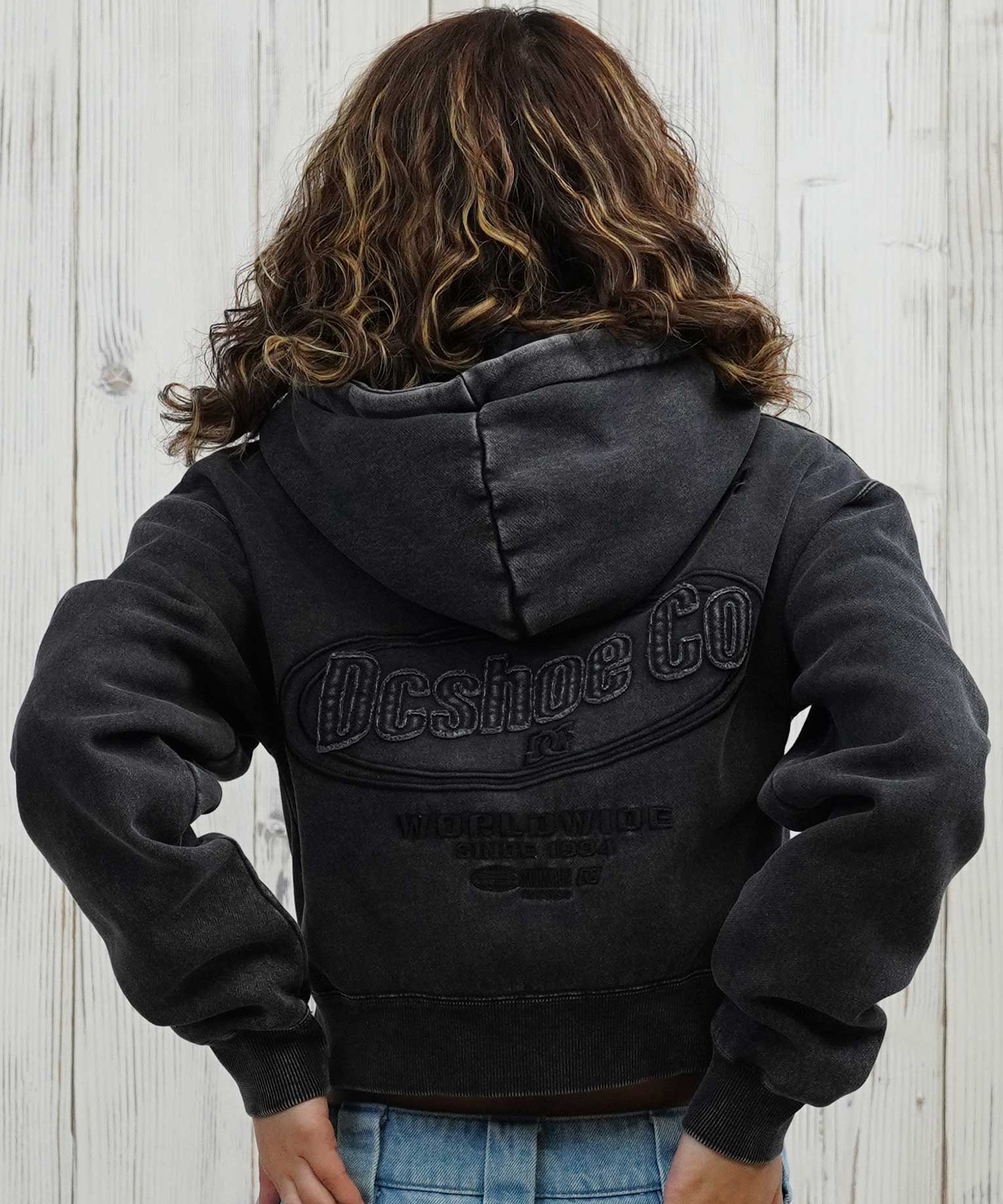 DC ディーシー ジップアップ パーカー レディース クロップド丈 ショート丈 セットアップ対応 裏起毛 LZP254307(BKS-M)