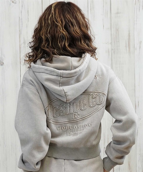 DC ディーシー ジップアップ パーカー レディース クロップド丈 ショート丈 セットアップ対応 裏起毛 LZP254307