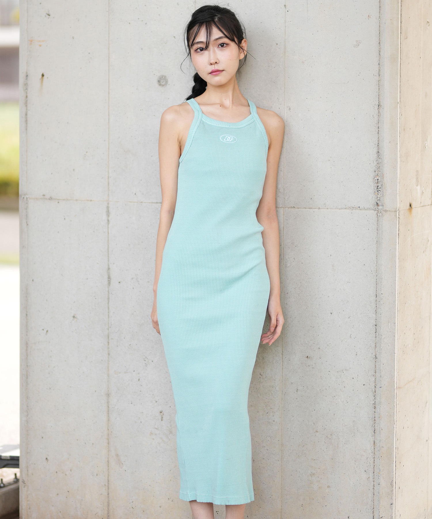 DC ディーシー ワンピース レディース スリット リブ ロゴ パッド付