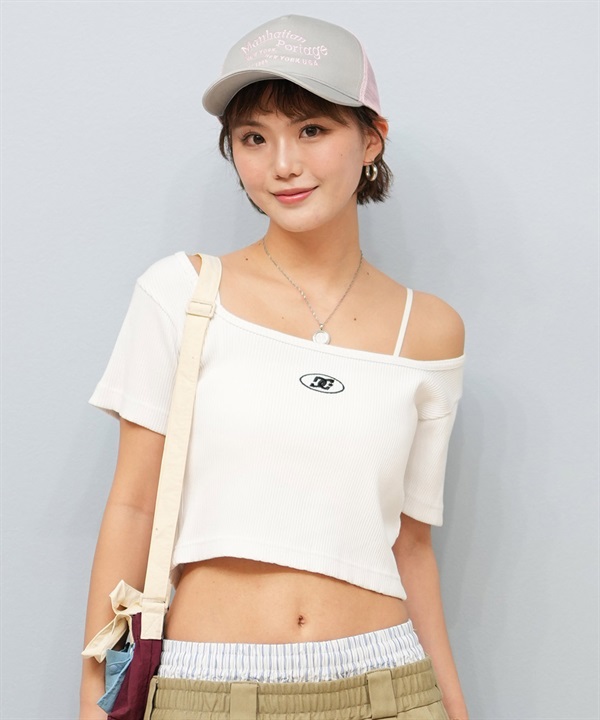 DC ディーシー 半袖 Tシャツ レディース スクエアネック クロップド丈 ショート丈 ロゴ セットアップ対応 LST252306