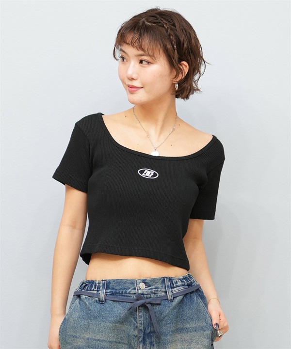 DC ディーシー 半袖 Tシャツ レディース スクエアネック クロップド丈 ショート丈 ロゴ セットアップ対応 LST252306