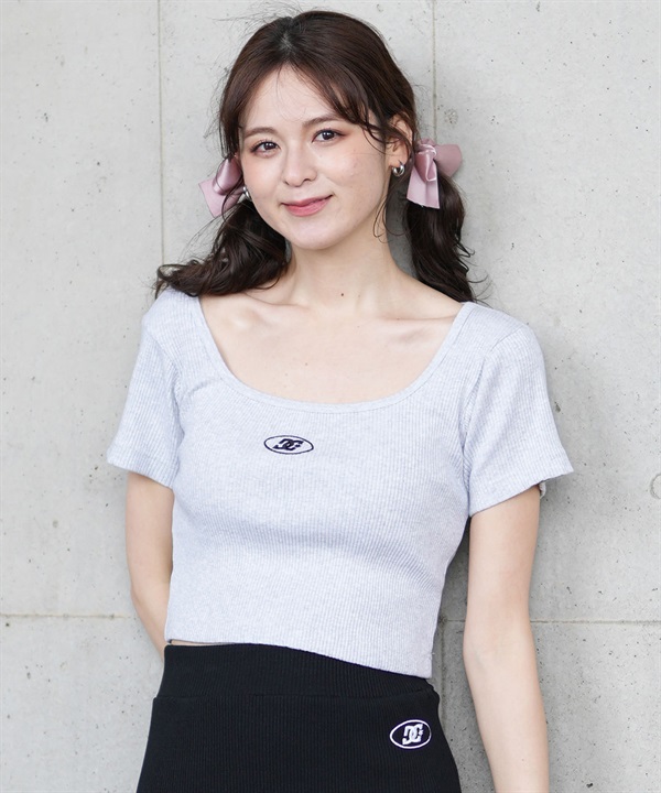 DC ディーシー 半袖 Tシャツ レディース スクエアネック クロップド丈 ショート丈 ロゴ セットアップ対応 LST252306