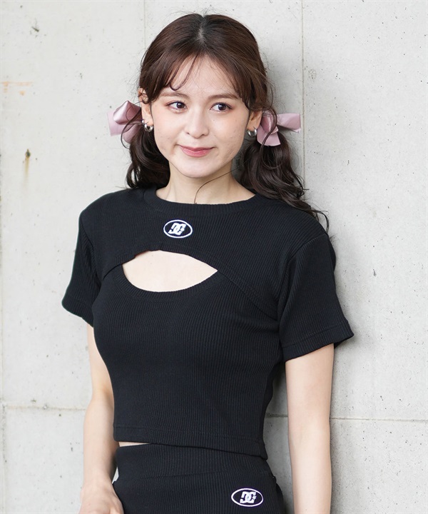 DC ディーシー 半袖 Tシャツ レディース レイヤード クロップド丈 ショート丈 ロゴ セットアップ対応 LST252307