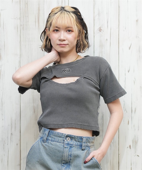DC ディーシー 半袖 Tシャツ レディース レイヤード クロップド丈 ショート丈 ロゴ セットアップ対応 LST252307