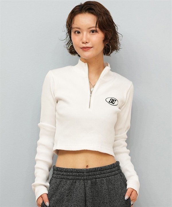 DC ディーシー 長袖 Tシャツ ロンT レディース クロップド丈 ショート丈 ハーフジップ LLT254312
