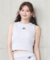 DC ディーシー タンクトップ レディース リブ クロップド丈 ショート丈 ロゴ パッド付 セットアップ対応 LSL252309(GRY-S)