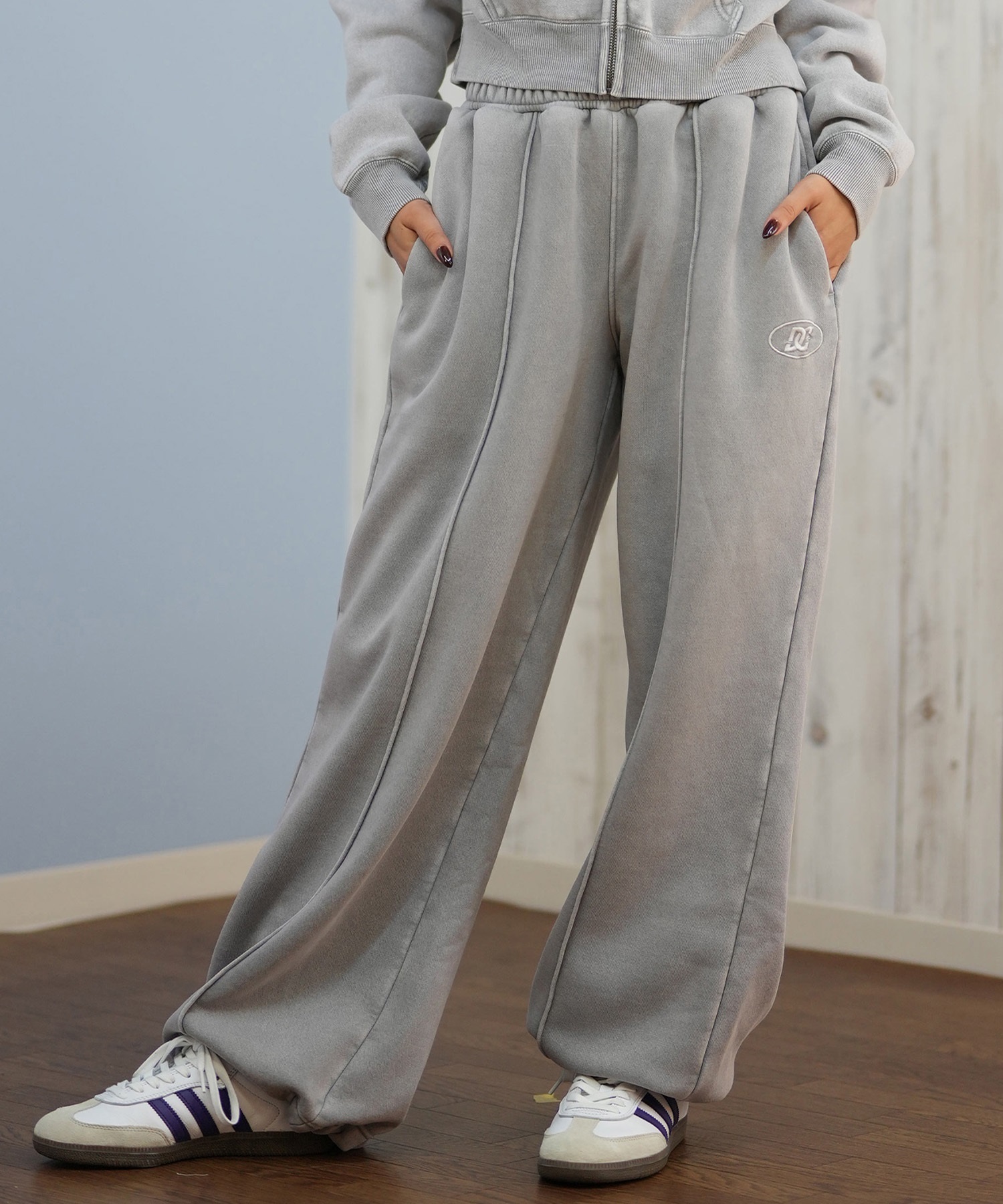 DC ディーシー ロングパンツ バギースウェット レディース 古着風 ヴィンテージ加工 裏起毛 セットアップ対応 LPT254317M ムラサキスポーツ限定(GRS-M)