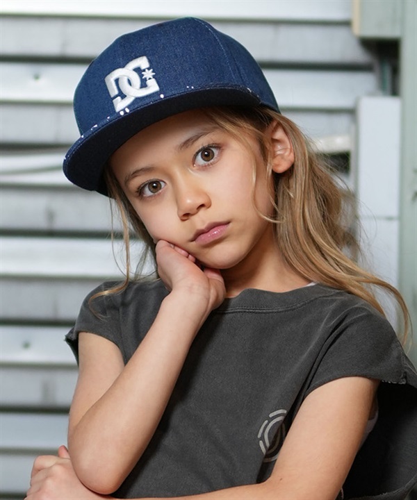 DC ディーシー キッズ キャップ 帽子 ロゴ 刺しゅう デニム フラットバイザー 25 KD STAR EMB SNAPBACK YCP251603