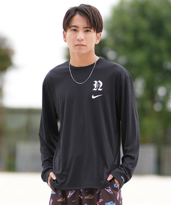 NIKE ナイキ 水着 ラッシュガード 長袖 Tシャツ ロンT メンズ ワンポイント UVカット NESSF474