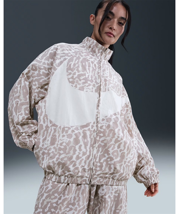 NIKE ナイキ ジャージ トラックジャケット レディース ヒョウ柄 レオパード柄 ロゴ ウーブン プリンテッド ジャケット IB7264-009