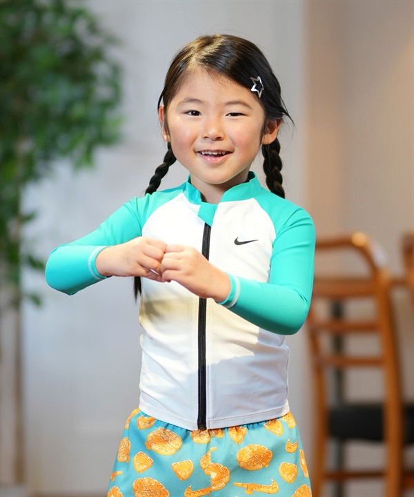 NIKE ナイキ 水着 ラッシュガード 長袖 ジップアップ キッズ 子供 UVカット トドラーボーイズジップ付きラッシュガード 1991115 023
