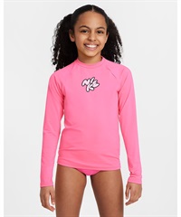 NIKE ナイキ 水着 ラッシュガード 長袖 Tシャツ ロンT キッズ ジュニア 子供 UVカット バブルNIKE L Sハイドロガード NESSF744(N678-130cm)