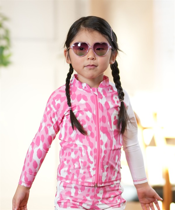 NIKE ナイキ 水着 ラッシュガード 長袖 ジップアップ キッズ 子供 UVカット トドラーガールズジップ付きラッシュガード 1991118 003