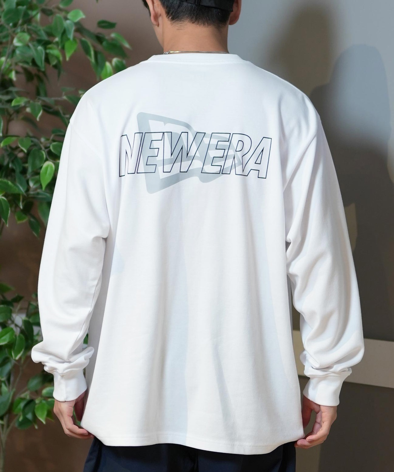 NEW ERA ニューエラ 長袖 Tシャツ メンズ ロンT バックプリント 吸汗速乾 UVカット 14410181(WHI-M)