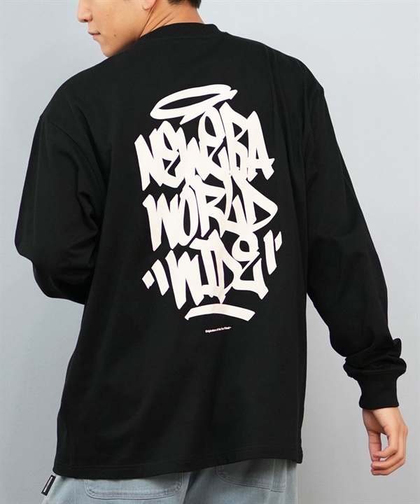 NEW ERA ニューエラ 長袖 Tシャツ ロンT メンズ 長袖 オーバーサイズド コットン Tシャツ Tagging ブラック 14682691
