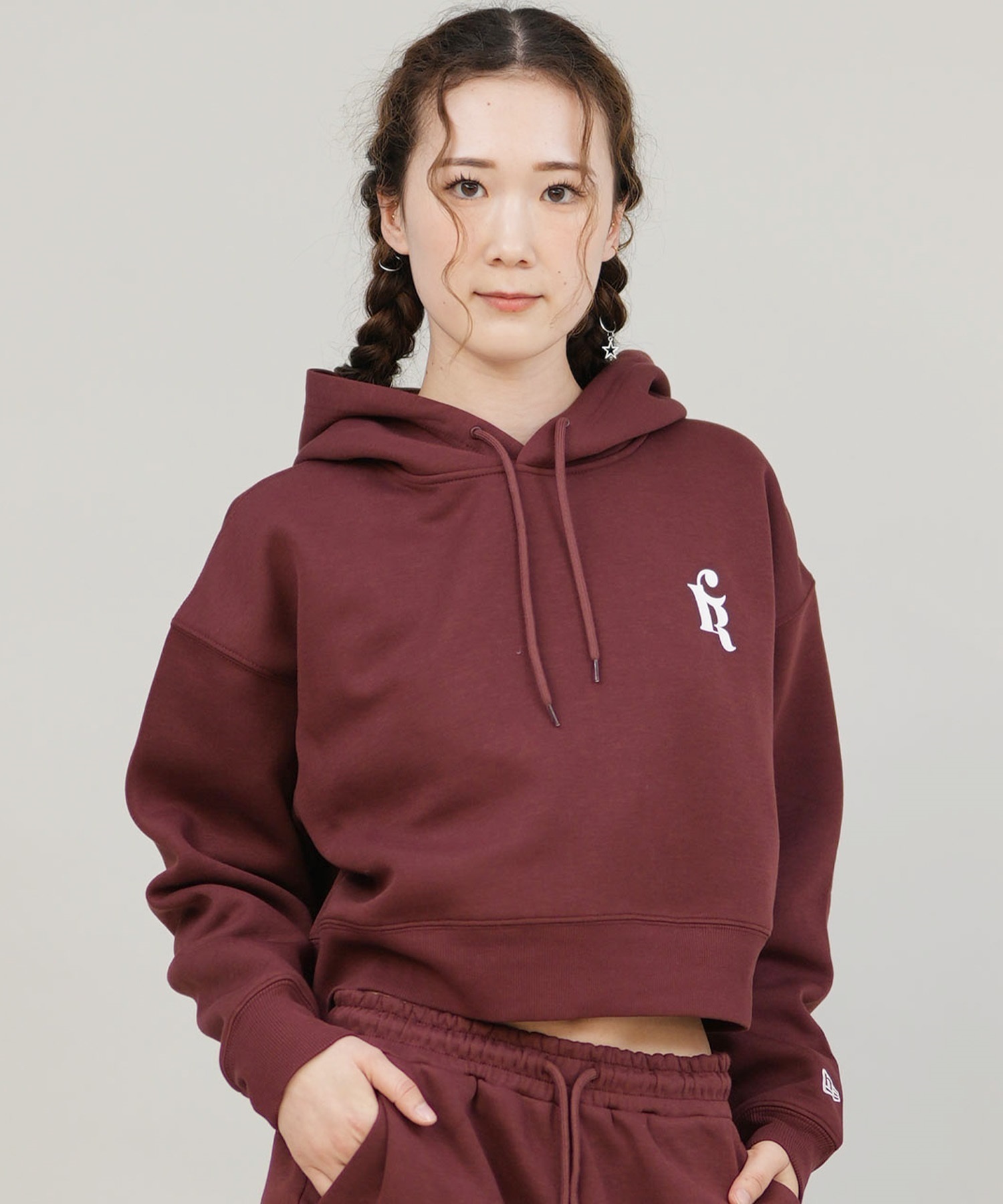 NEW ERA ニューエラ プルオーバー パーカー レディース NEW ERA×CALNAMUR SWEAT SHORT HOODIE 14875704(BRN-S)
