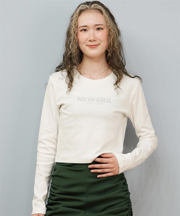 NEW ERA ニューエラ 長袖 Tシャツ ロンT レディース クロップド丈 ショート丈 ロゴ WS LS SOLONA MINI TEE 14674701