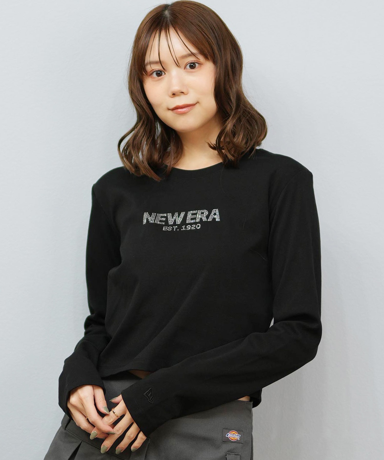 NEW ERA ニューエラ 長袖 Tシャツ ロンT レディース クロップド丈
