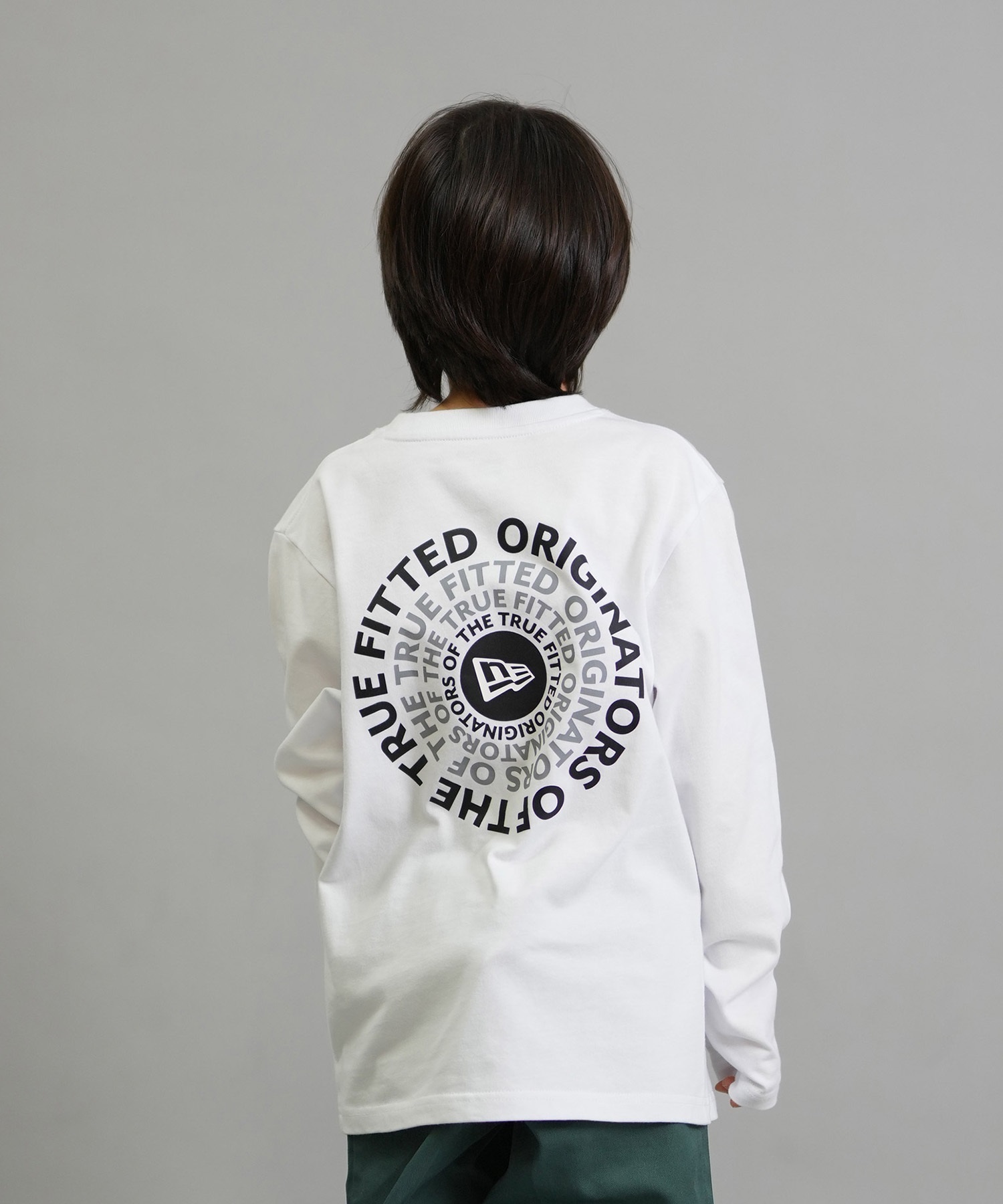 NEW ERA ニューエラ 長袖 Tシャツ ロンT キッズ ジュニア 子供 Youth 長袖 コットン Tシャツ Circle OOTTF 14693882(WHT-130cm)