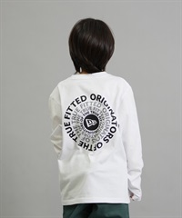 NEW ERA ニューエラ 長袖 Tシャツ ロンT キッズ ジュニア 子供 Youth 長袖 コットン Tシャツ Circle OOTTF 14693882(WHT-130cm)