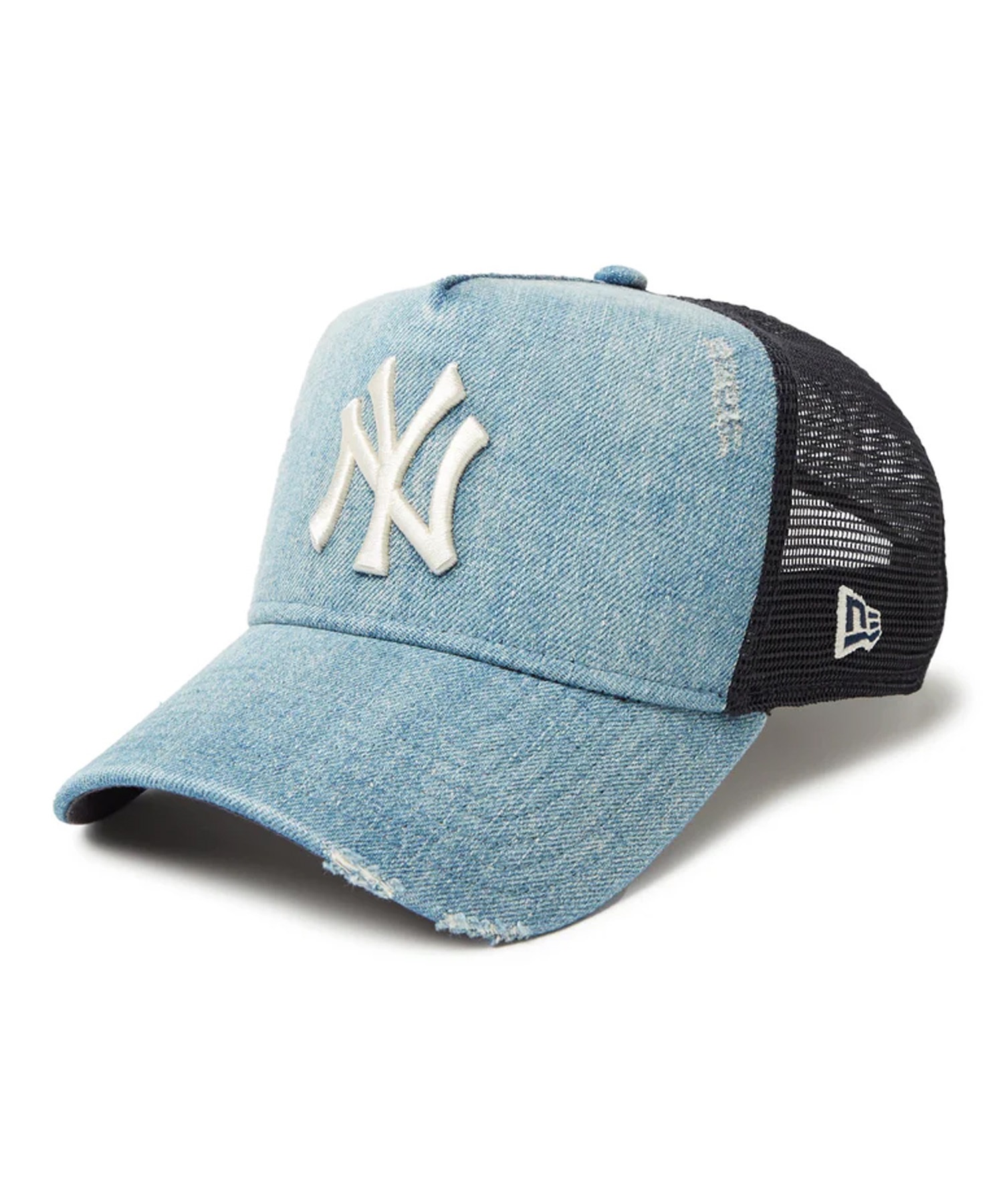NEW ERA ニューエラ キャップ 帽子 9FORTY A-Frame トラッカー Damaged Series ニューヨーク・ヤンキース ウォッシュドデニム 14388619(NVY-FREE)
