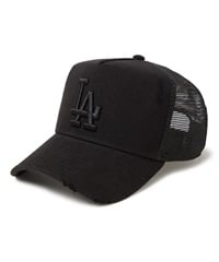 NEW ERA ニューエラ キャップ 帽子 9FORTY A-Frame トラッカー Damaged Series ロサンゼルス・ドジャース ブラック 14388620(BLK-FREE)