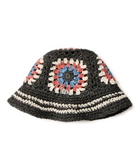 クロシェ ニットバケット Croche ブラック/ホワイト