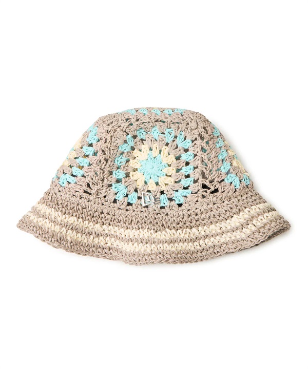 NEW ERA ニューエラ ハット 帽子 クロシェ ニットバケット ペーパー ベージュ クロームホワイト ブルー 14388395