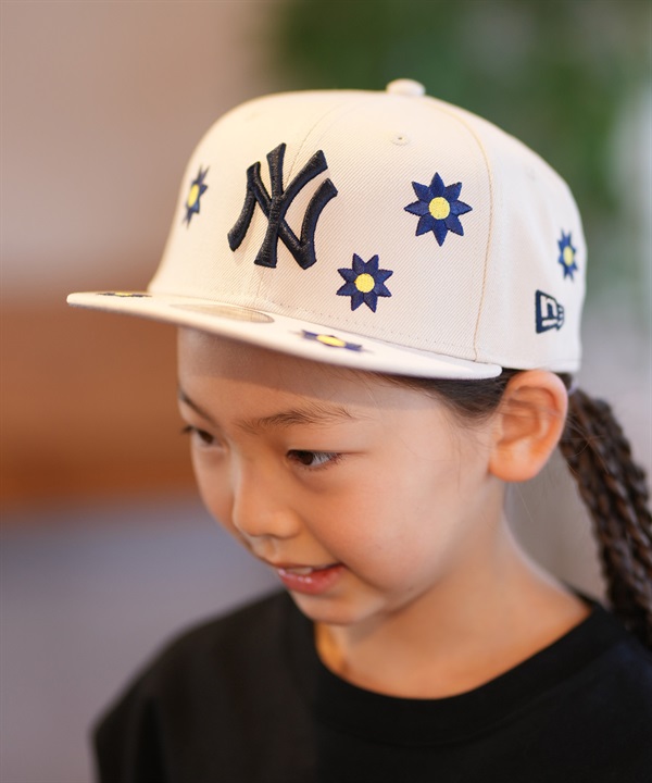 NEW ERA ニューエラ キッズ キャップ 帽子 Youth 9FIFTY Flower Embroidery ニューヨーク・ヤンキース ストーン 14392000