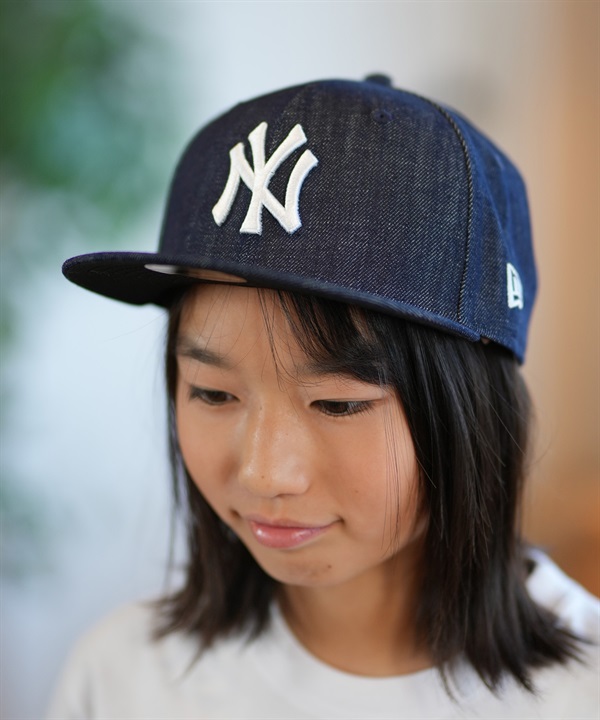NEW ERA ニューエラ キッズ キャップ 帽子 Youth 9FIFTY Denim ニューヨーク・ヤンキース ワールドシリーズサイドパッチ インディゴデニム 14392005