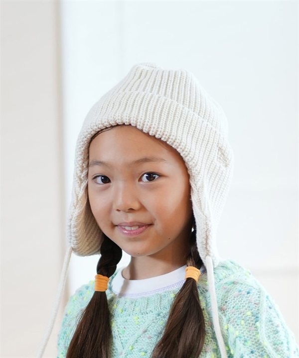 NEW ERA ニューエラ ビーニー ニットキャップ ニット帽 帽子 キッズ ジュニア 子供 Kid's ニットトラッパー アイボリー 14873956 ムラサキスポーツ限定